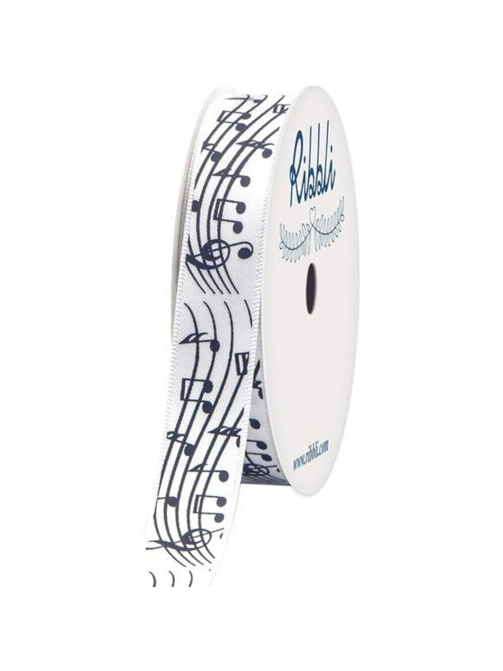 White Black Musical Notes Satin Ribbon 5 8 Inch x 10 Yards for Crafts Wrapping